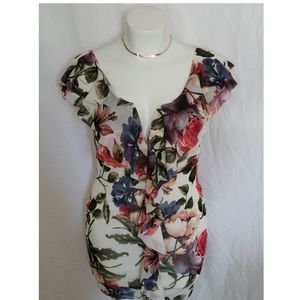 Fashion Nova Ruffled Floral Body Con Dress